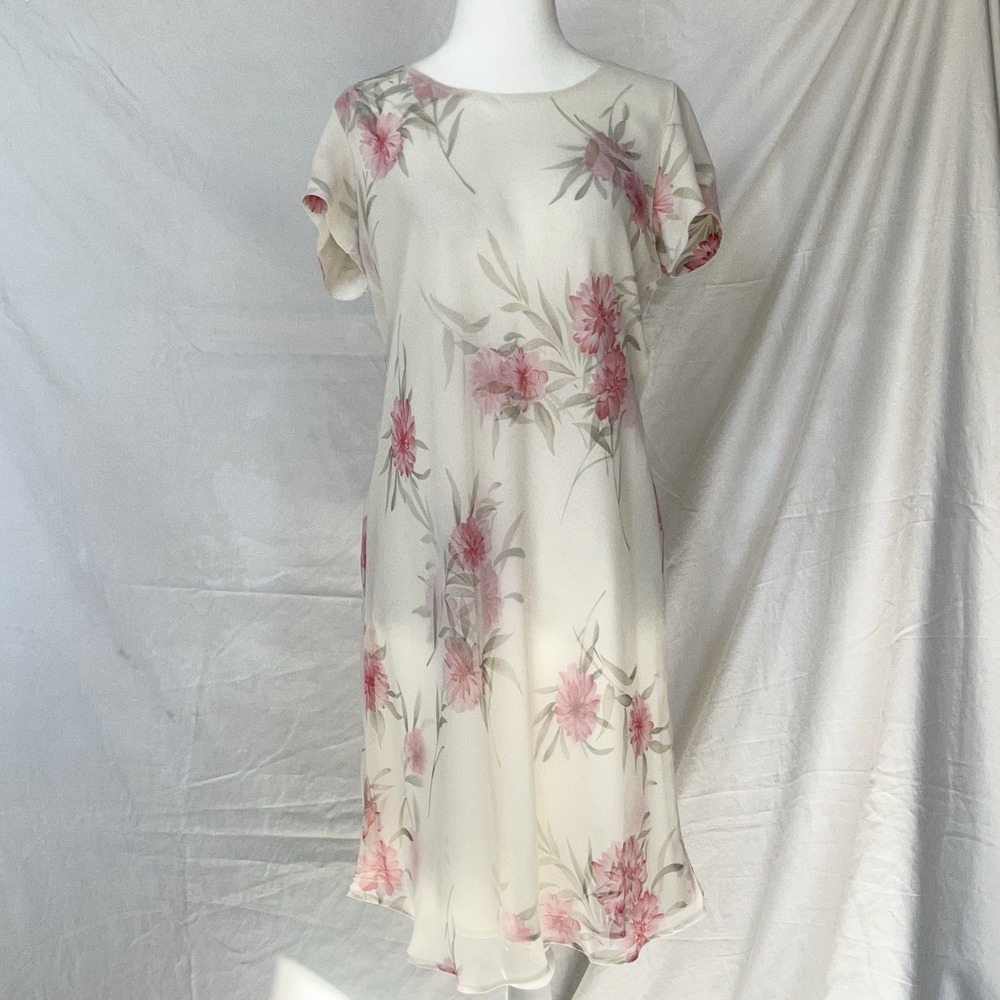 Vintage 90s Floral Ruffle Midi Dress Feminine Chic Romantic Coquette Dainty